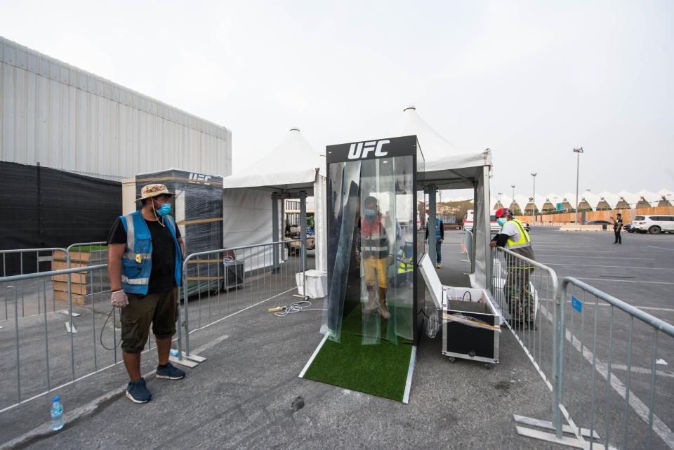 The “mist tunnel” on Fight Island in Abu Dhabi.