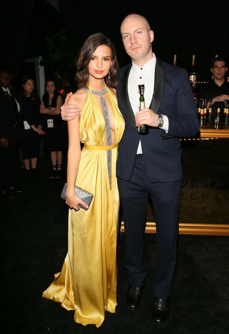 Emily Ratajkowski and boyfriend Jeff Magid attend The Weinstein Company and Netflix Golden Globe Party, presented with FIJI Water, Grey Goose Vodka, Lindt Chocolate, and Moroccan Oil at The Beverly Hilton Hotel on January 8, 2017.