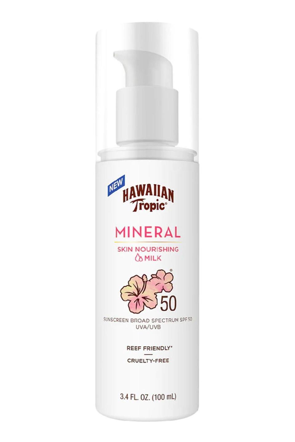 4) Hawaiian Tropic Mineral Sun Milk Body Lotion SPF 50