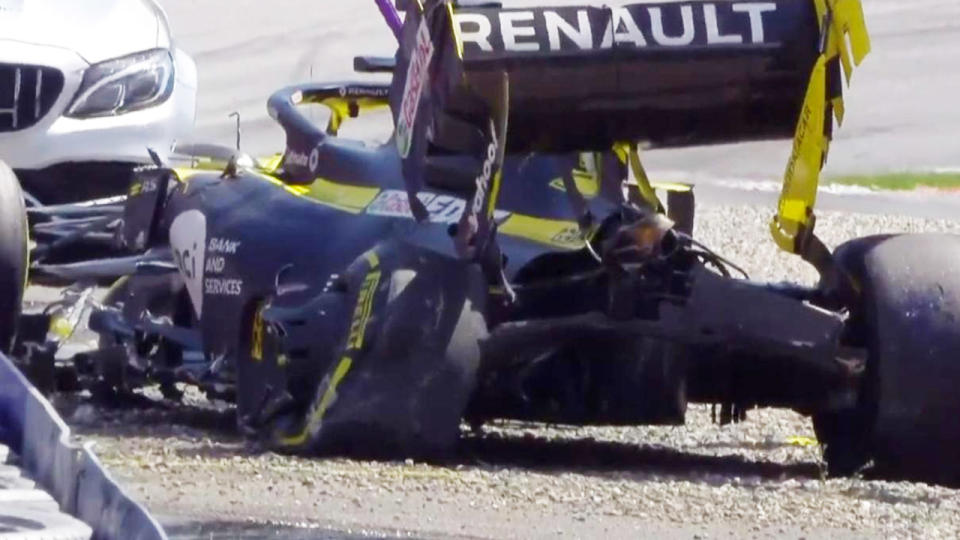 Daniel Ricciardo, pictured here after his scary crash in practice.