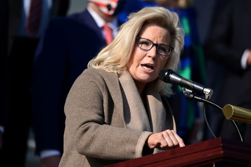 FILE PHOTO: U.S. Rep. Cheney speaks during a news conference with other House Republicans at the U.S. Capitol in Washington