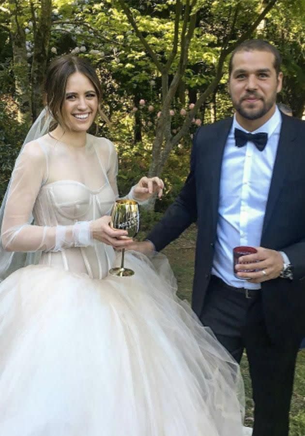 Jesinta sported two stunning Vera Wang gowns on her wedding day. Source: Instagram/akssydney