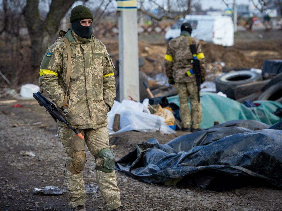 Ukraine Army troops dig in at frontline trench positions to continue repelling Russian attacks in sub-zero temperatures, east of the strategic port city of Mykolaiv, Ukraine, on March 10, 2022.