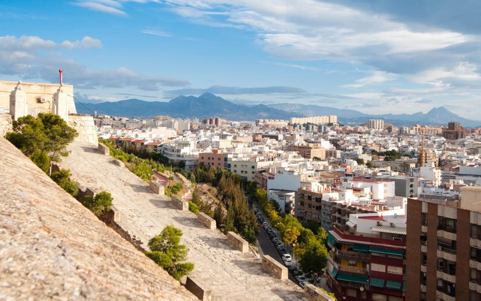 Panorama of the city of Alicante with mountains