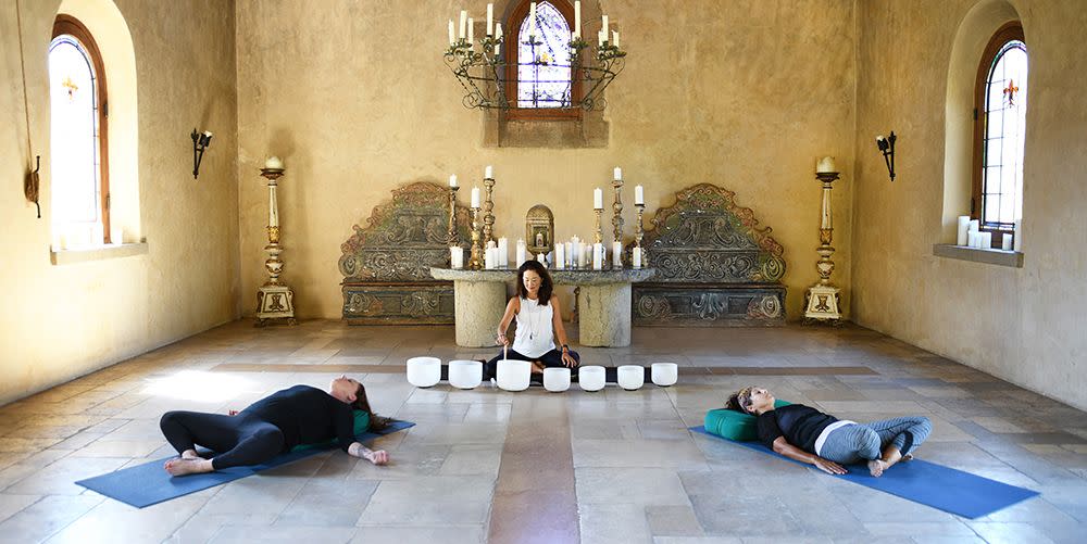 a soundbath meditation at cal a vie resort