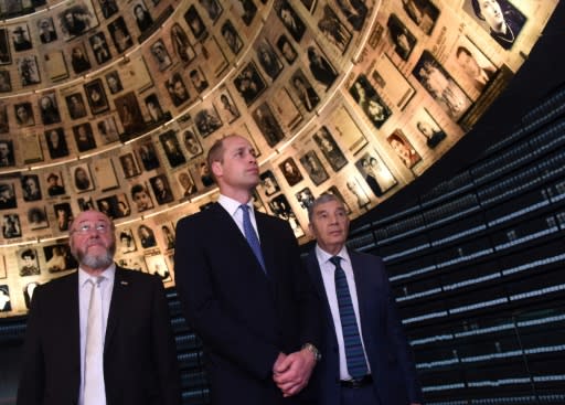 Britain's Prince William tours the Yad Vashem Holocaust memorial in Jerusalem on June 26, 2018