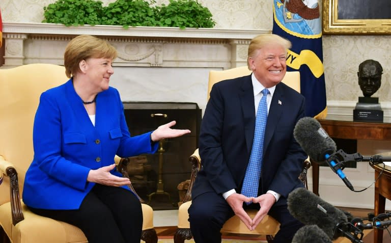 The rapport between US President Donald Trump and German Chancellor Angela Merkel, at least visually, appeared decidedly warmer than in their previous White House meeting in March 2017