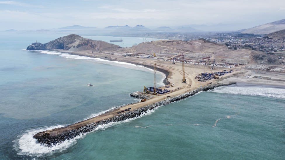 Vista aérea del futuro puerto de Chancay