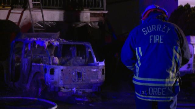 Car fire forces woman out of her home in Surrey