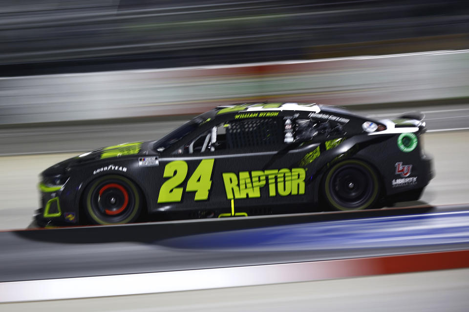 MARTINSVILLE, VIRGINIA - APRIL 09: William Byron, driver of the #24 RaptorTough.com Chevrolet, drives during the NASCAR Cup Series Blue-Emu Maximum Pain Relief 400 at Martinsville Speedway on April 09, 2022 in Martinsville, Virginia. (Photo by Jared C. Tilton/Getty Images)