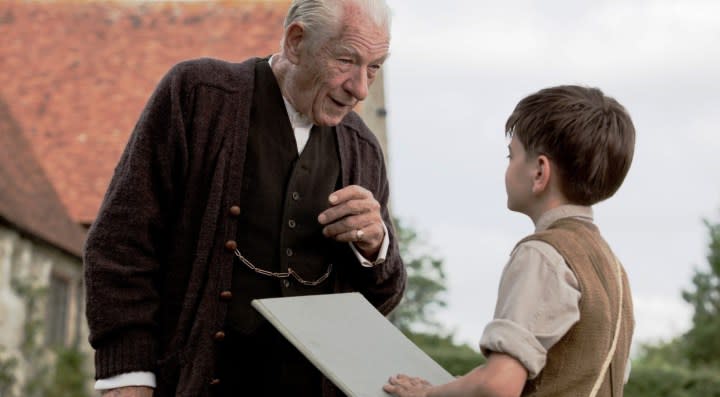 An old man talk to a young boy in Mr. Holmes.