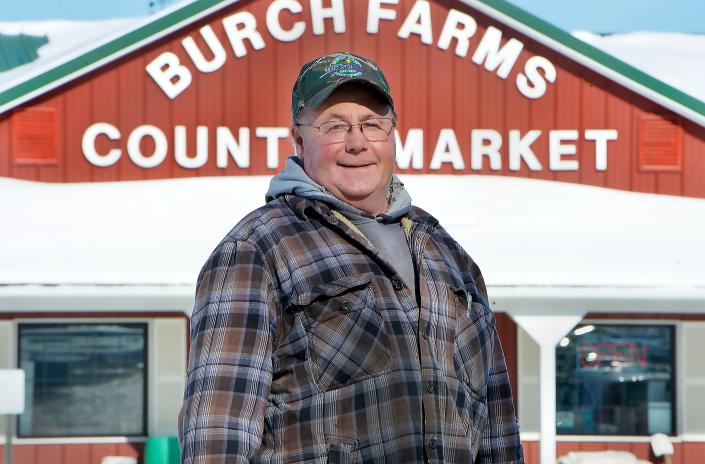 Burch Farms owner Tim Burch, 55, is shown on Jan. 31, 2022, at Burch Farms Country Market &amp; Winery in North East Township.