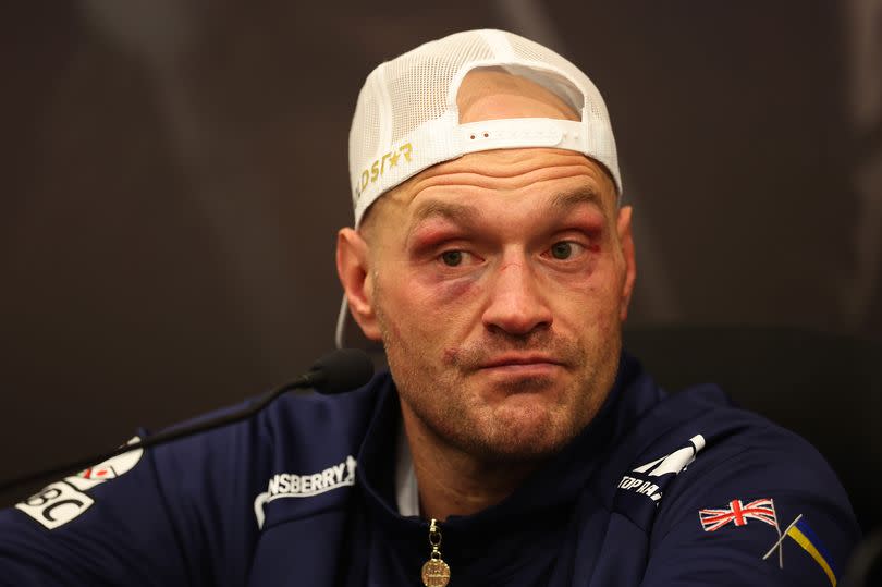 Tyson Fury speaks to the media during a post fight press conference following his defeat -Credit:Richard Pelham/Getty Images