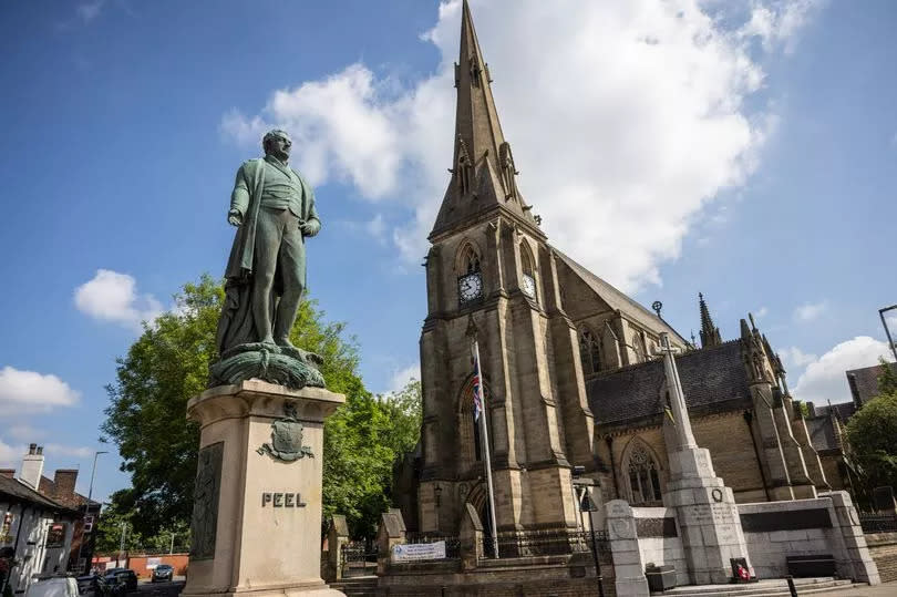 A statue of former Prime Minister Sir Robert Peel in Bury town centre