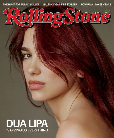 <p>Michael Bailey-Gates</p> Dua Lipa on the February 2024 cover of 'Rolling Stone'