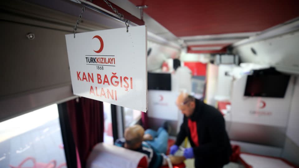 A view of the Turkish Red Crescent blood donation center in Duzce, Turkiye. - Omer Urer/Anadolu Agency/Getty Images