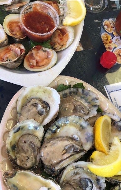 Raw bar options like clams and oysters at Park Seafood Clam Bar on the boardwalk in Seaside Park.