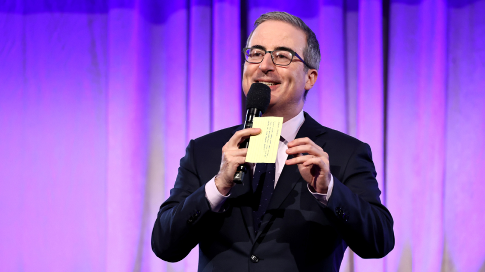 <em>John Oliver performs onstage at 2023 A Funny Thing Happened On The Way To Cure Parkinson’s at Casa Cipriani on November 11, 2023 in New York City. (Photo by Jamie McCarthy/Getty Images for The Michael J. Fox Foundation)</em>