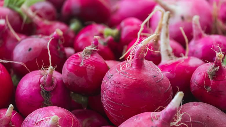 Whole radishes in pile