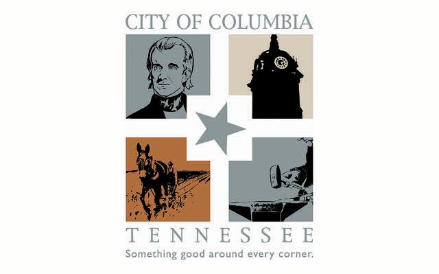 The City of Columbia logo is designed to depict the city's history, such as the Maury County Courthouse, President James K. Polk and Mule Day, produced in the image of the town's iconic downtown square.
