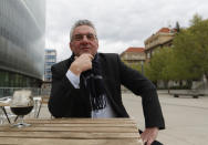 FILE - In this Sunday April 28, 2019 file photo, Jan Zahradil, the leader of Alliance of Conservatives and Reformists in Europe, answers questions during an interview with The Associated Press in Prague, Czech Republic. The European Parliament elections have never been so hotly anticipated or contested, with many predicting that this year’s ballot will mark a coming-of-age moment for the euroskeptic far-right movement. The elections start Thursday May 23, 2019 and run through Sunday May 26 and are taking place in all of the European Union’s 28 nations. (AP Photo/Petr David Josek, File)