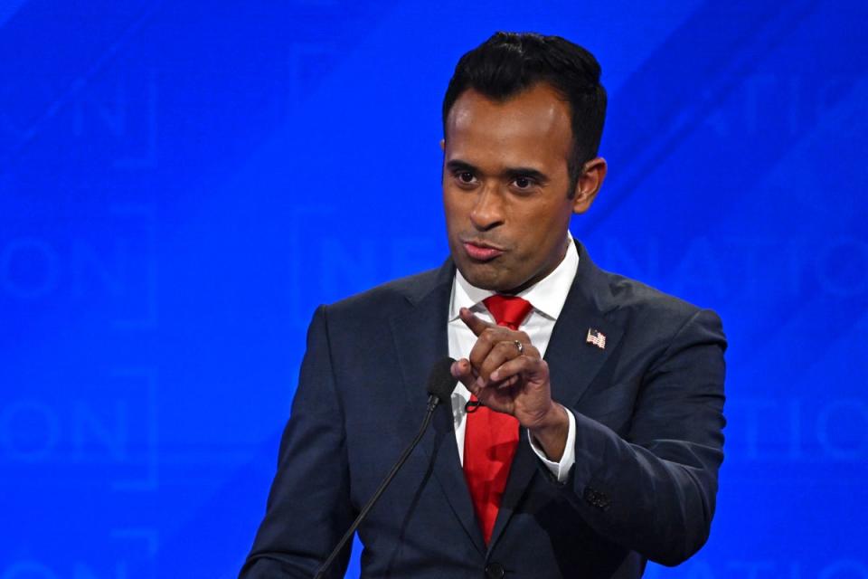 Voter tells Vivek Ramaswamy’s wife that Iowans don’t support him because ‘they think he’s Muslim’ (AFP via Getty Images)