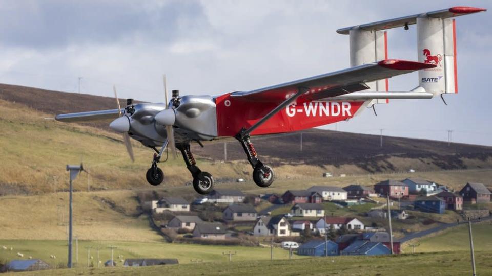 Drone Royal Mail en action sur les Shetland