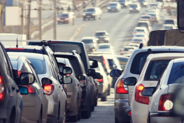 traffic jams in the city, road, rush hour