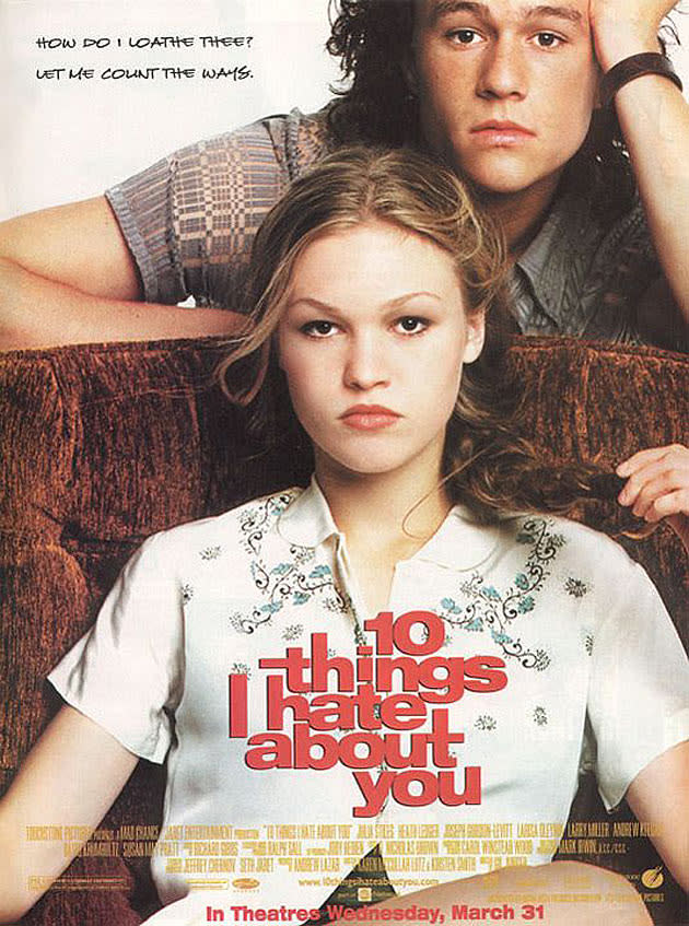 <b>10 Things I Hate About You (1999) </b> <br><br> Beneath the girly surface there’s a lot for blokes to enjoy here. Firstly, Heath Ledger puts in a fine turn as a bad boy gone good, and the script is genuinely witty and inventive. It also makes you feel clever for watching a Shakespeare adaptation (it’s based on ‘The Taming of the Shrew’). It beats sitting through Kenneth Branagh’s four hour version of ‘Hamlet’.