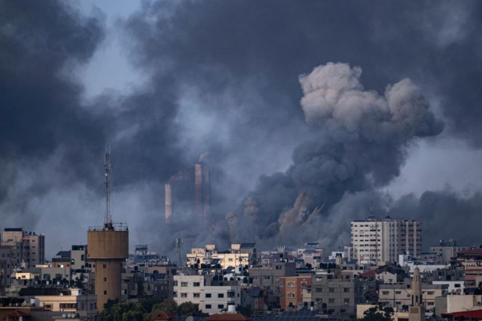 Smoke rises following an Israeli airstrike in Gaza City (Copyright 2023 The Associated Press. All rights reserved)