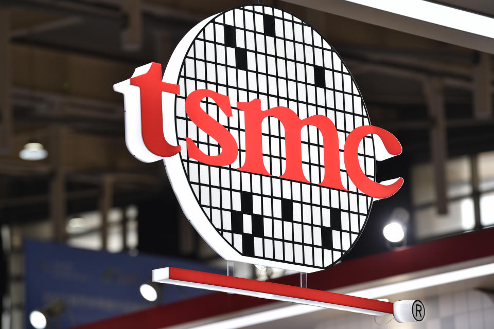 NANJING, CHINA - AUGUST 18, 2022 - The TSMC exhibition area at the World Semiconductor Congress 2022 in Nanjing, Jiangsu province, China, Aug 18, 2022. It is the first major event in the semiconductor industry in mainland China since U.S. President Joe Biden signed the Chip and Science Act. Chen Min, chief technology officer of TSMC China, said the company's 3-nanometer product development is progressing very well and will reach mass production in the second half of this year, while the 2-nanometer product is expected to reach mass production in 2025. (Photo credit should read CFOTO/Future Publishing via Getty Images)