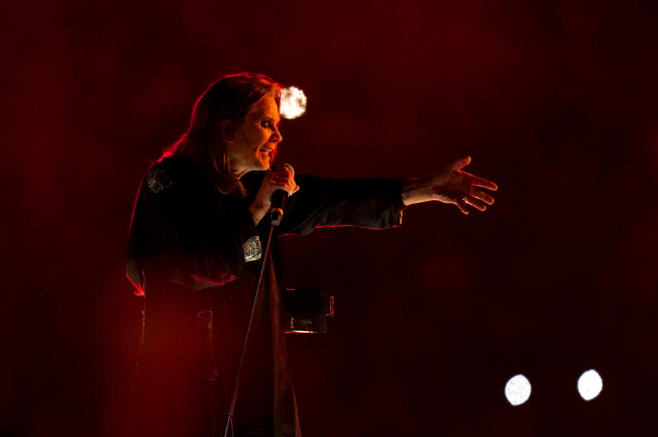 Ozzy Osbourne performs on stage during the Closing Ceremony for the 2022 Commonwealth Games in Birmingham.
