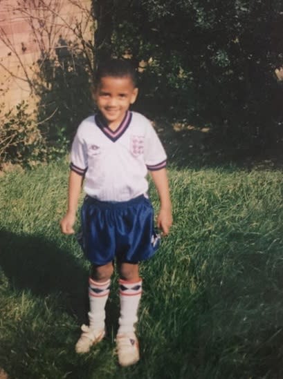 <p>Here’s a current Man United man in his England kit as a youngster – but who is it? </p>