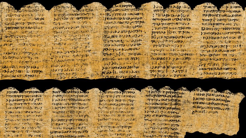 A total of 15 passages were deciphered from the opened scroll.  The first word to be decoded, the Greek word for purple, was identified in October 2023 and can be found in newly interpreted passages.  - Battle of Vesuvius