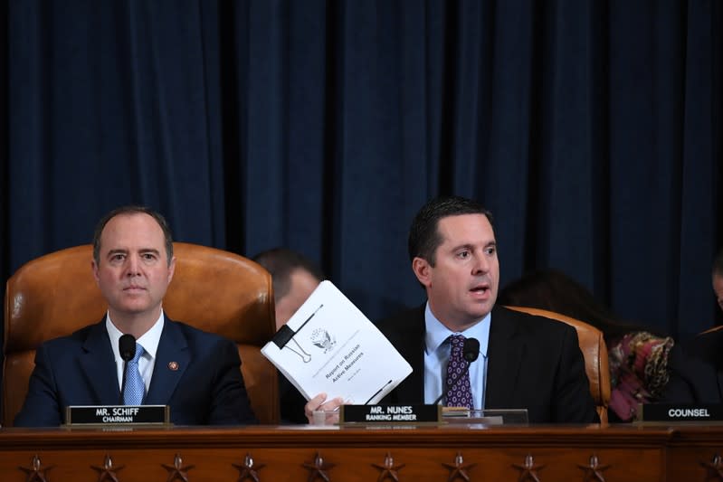 David Holmes and Fiona Hill testify in front of the House Intelligence Committee hearing as part of Trump impeachment inquiry on Capitol Hill in Washington