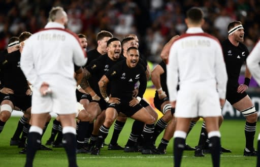 Joe Marler (L) was one of the England players to encroach on the haka