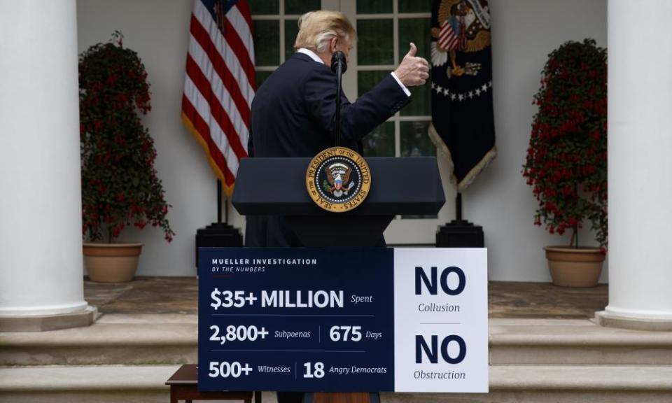 Donald Trump walks away after speaking in the Rose Garden of the White House on 22 May.