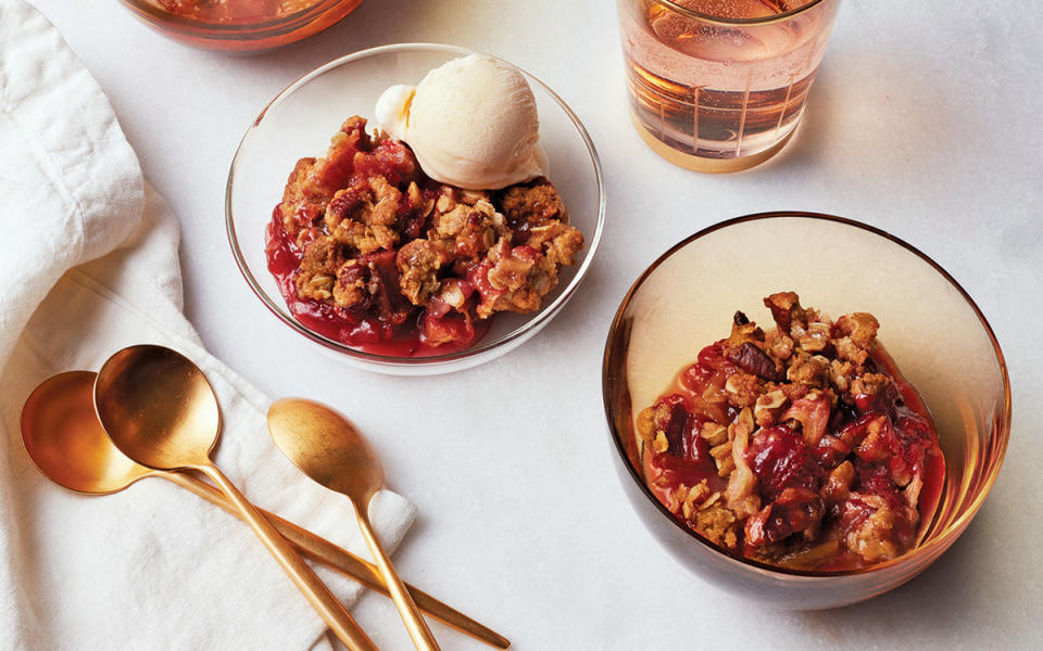 <p>Time Inc</p><p>This dessert has a sweet and tangy flavor that is just waiting for a scoop of vanilla ice cream on top. </p><p><strong>Get the recipe: <a href="https://parade.com/665939/parade/siri-dalys-moms-rhubarb-crisp/" rel="nofollow noopener" target="_blank" data-ylk="slk:Mom's Rhubarb Crisp;elm:context_link;itc:0;sec:content-canvas" class="link ">Mom's Rhubarb Crisp</a></strong></p>