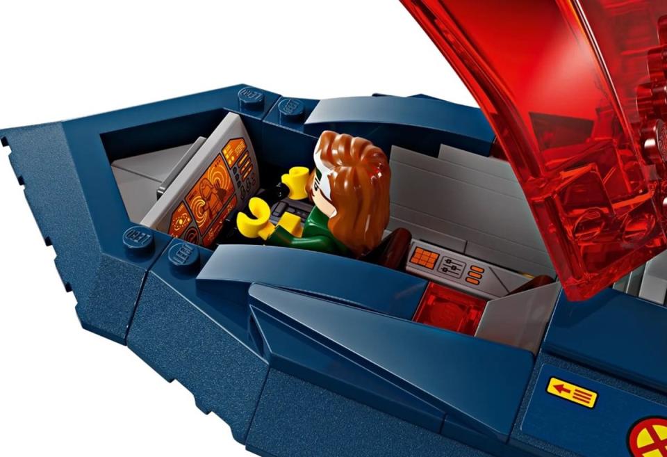 Inside cockpit view of X-jet from X-Men '97 LEGO set.