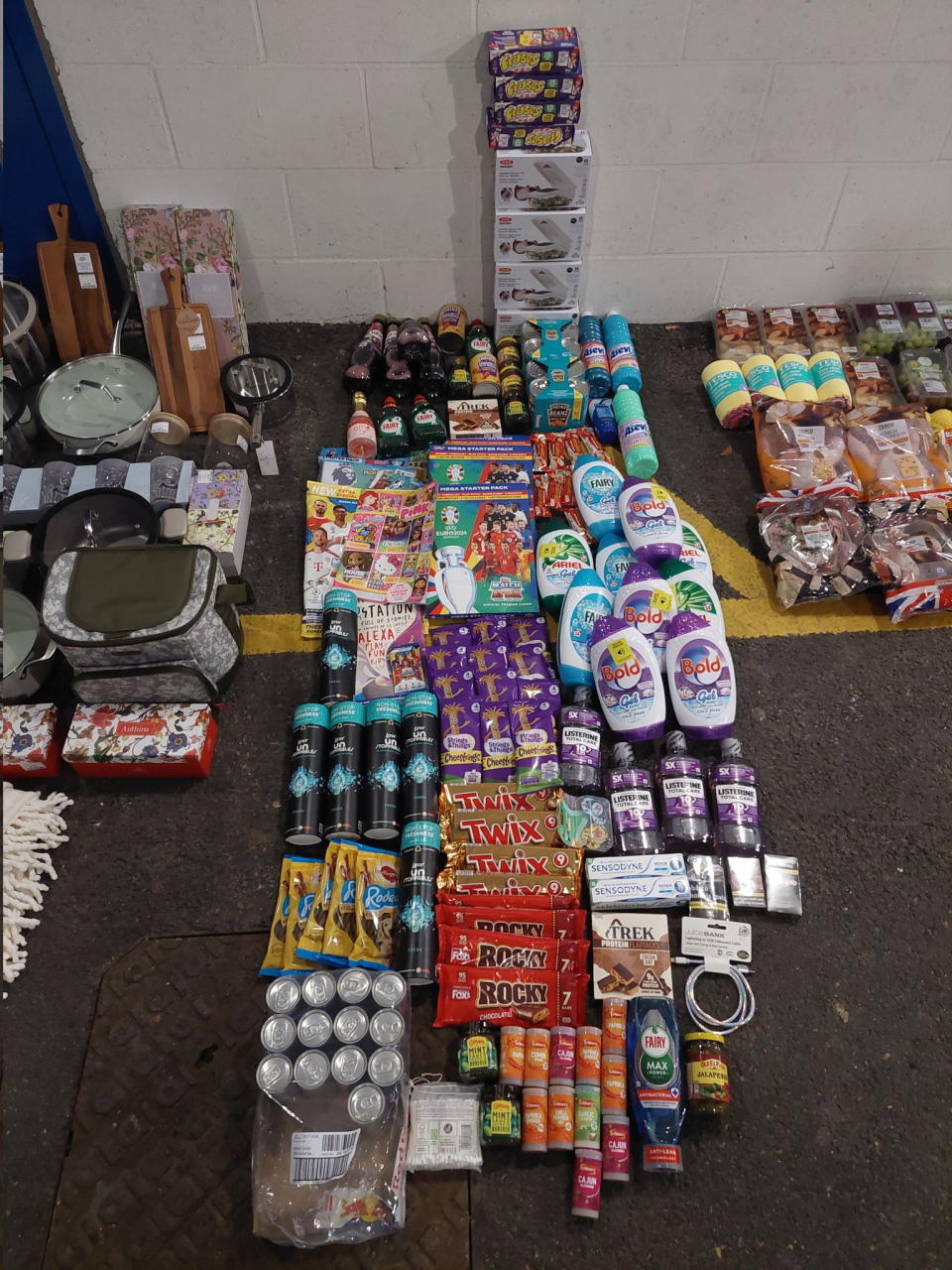 Stolen items included cosmetics, M&S food, pots, pans and chopping boards. (SWNS)