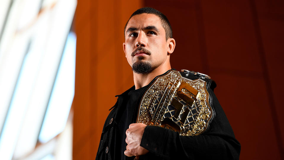 Whittaker is hoping to defend his title against Romero at UFC 225. Pic: Getty