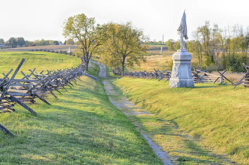 <p><a href="https://www.nps.gov/anti/index.htm" rel="nofollow noopener" target="_blank" data-ylk="slk:Antietam National Battlefield;elm:context_link;itc:0;sec:content-canvas" class="link "><strong>Antietam National Battlefield </strong></a></p><p>In this tragic spot, 23,000 soldiers were killed or wounded in the span of one awful day during the midst of the Civil War. </p>