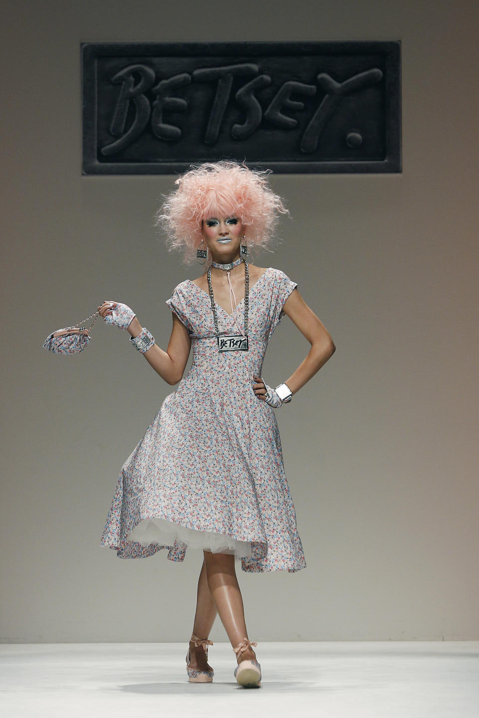 The Betsey Johnson Spring 2014 collection is modeled during Fashion Week in New York, Wednesday, Sept. 11, 2013. (AP Photo/John Minchillo)