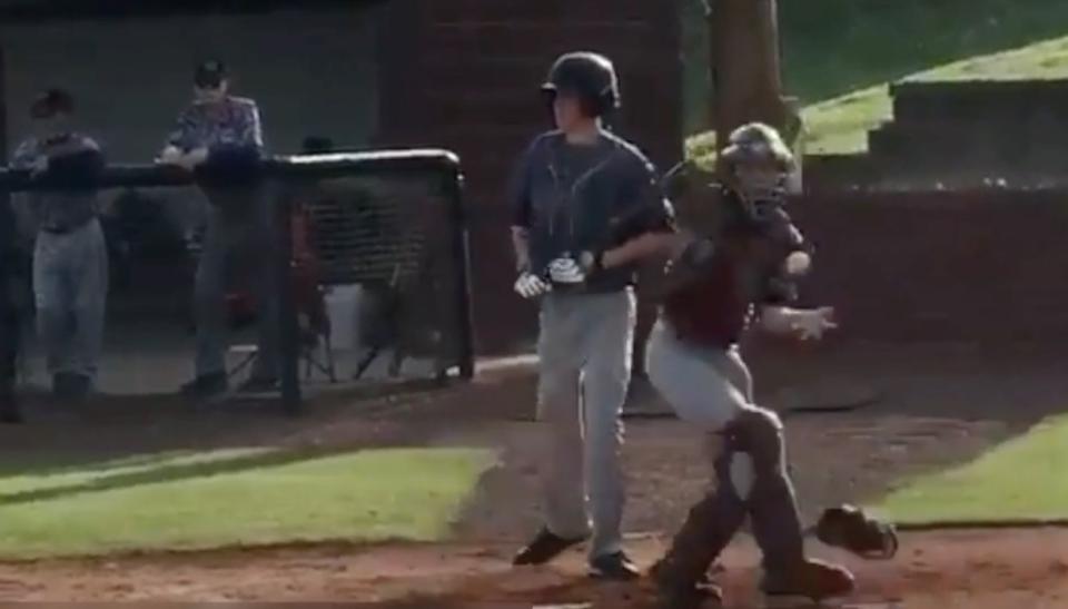 Luke Terry behind the plate. (@tholland25)