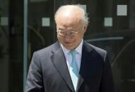 International Atomic Energy Agency (IAEA) chief Yukiya Amano leaves the Palais Coburg Hotel -- the venue of the Iran nuclear talks -- in Vienna, on July 4, 2015