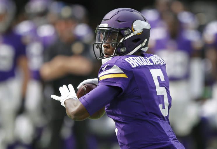 Teddy Bridgewater was taking snaps and throwing in the Vikings' OTAs on Tuesday. (AP)