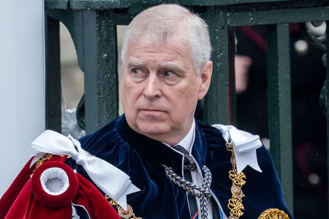 <p>Mark Cuthbert/UK Press via Getty</p> Prince Andrew attends the coronation on May 6, 2023