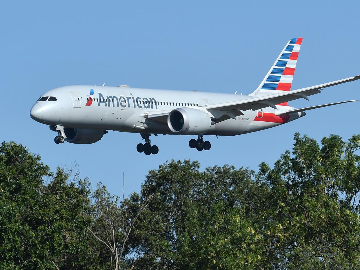 Boeing 787 Dreamliner American Airlines Aircraft to Fiumicino Leonardo da Vinci Airport