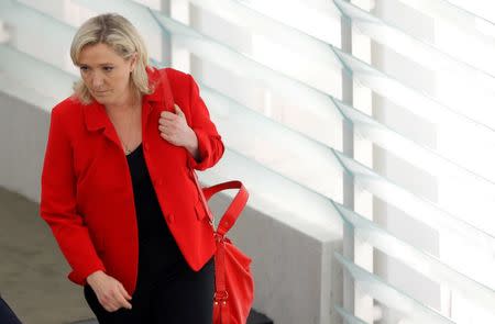 Marine Le Pen, French National Front (FN) political party leader and Member of the European Parliament arrives to take part in a voting session at the European Parliament in Strasbourg, France, May 10, 2016. REUTERS/Vincent Kessler