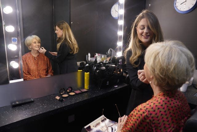 Former presenter Debbie Rix, right, before going on air